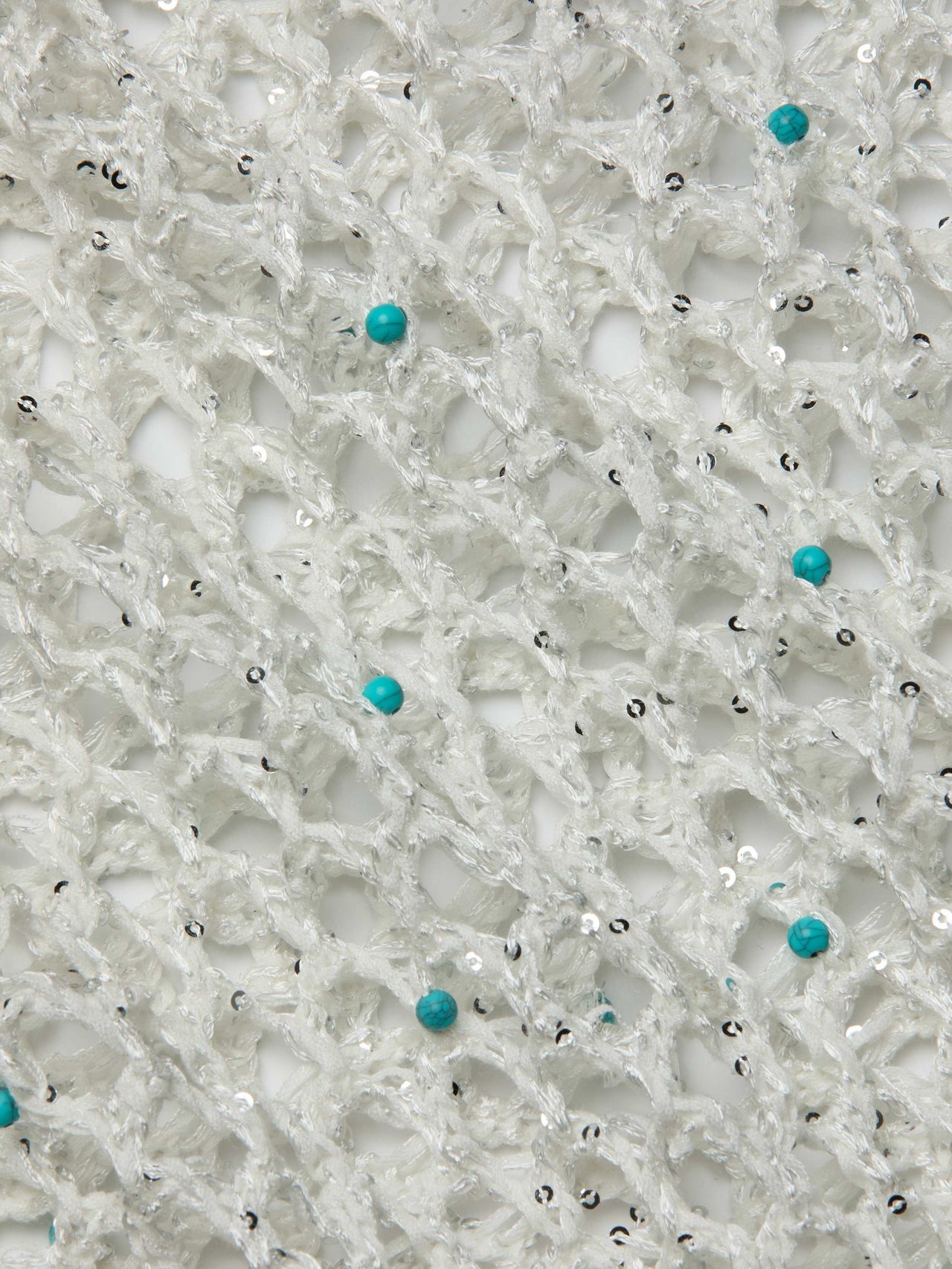 Parmida Embellished Tank in Ivory/Turquoise Beads