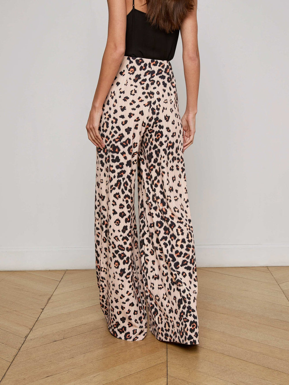 Nova Pleated Wide-Leg Pant in Tan Multi Ikat Leopard