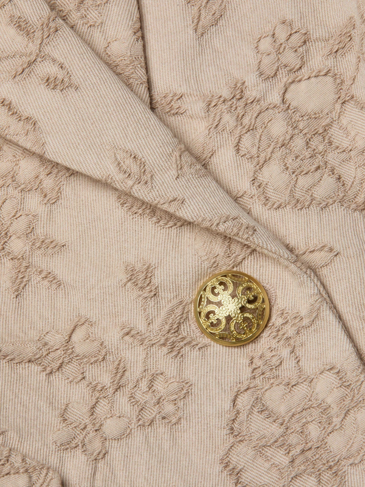 Jennah Jacquard Blazer in Neutral Crinkle Twill