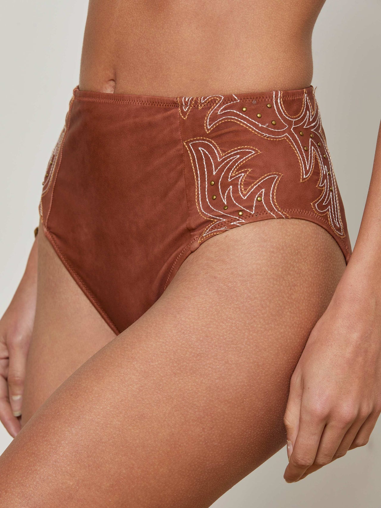 Vanessa High-Waisted Bikini Bottom in Bronze