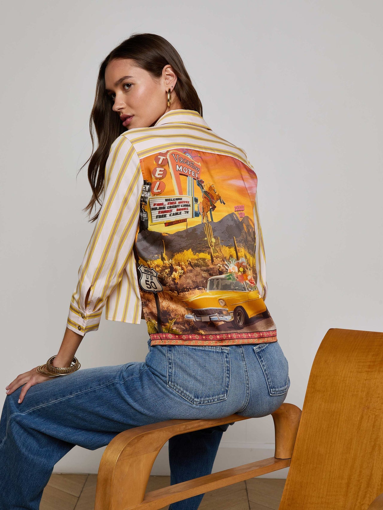 Fawn Desert Print Shirt in Multi Desert Landscape