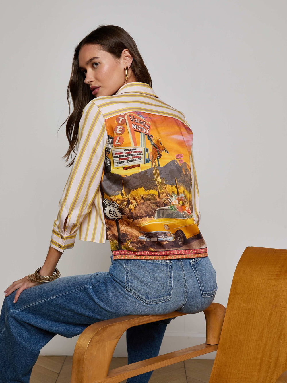Fawn Desert Print Shirt in Multi Desert Landscape