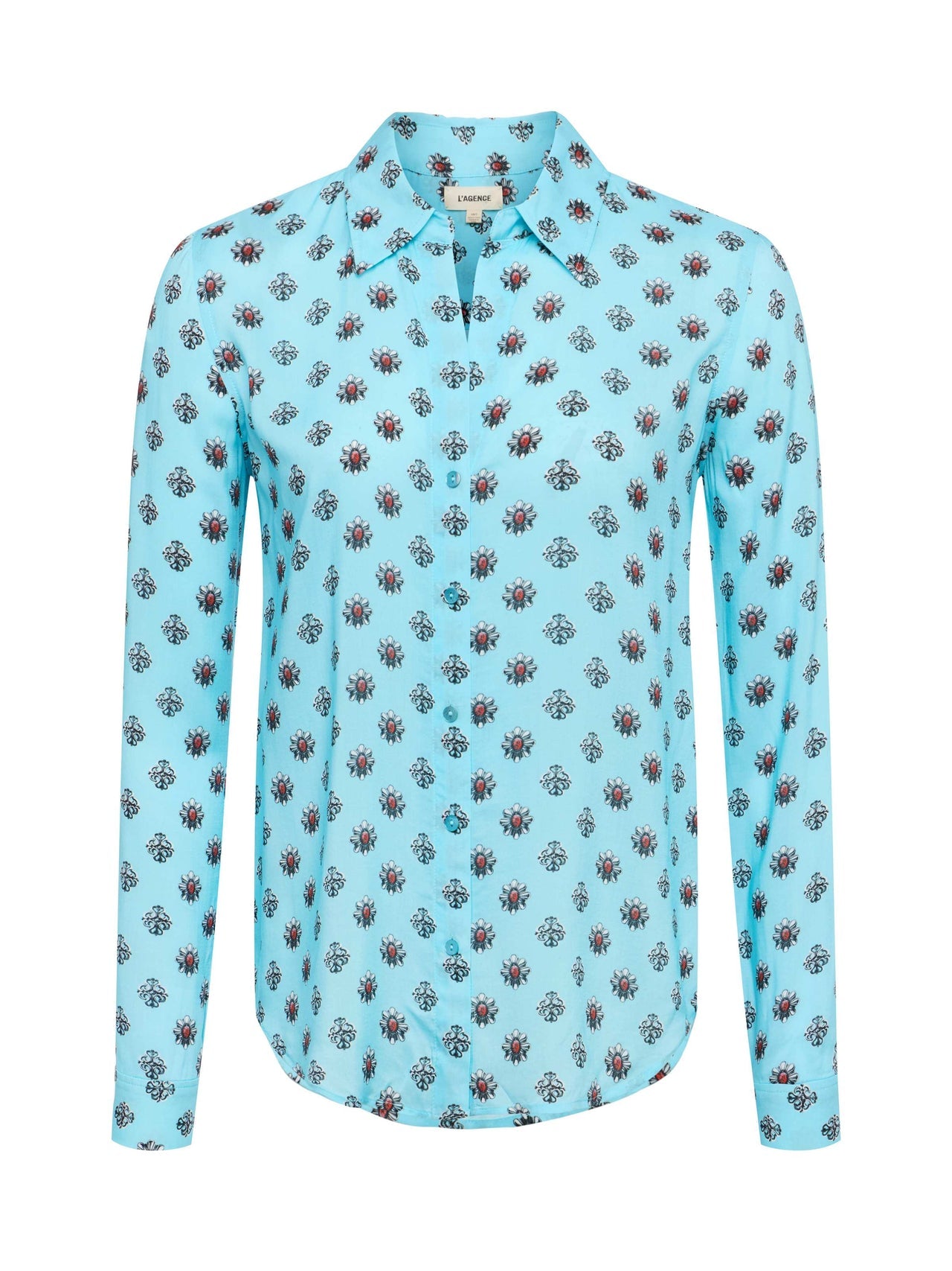 Holly Blouse in Light Turquoise/Coral Stone Foula