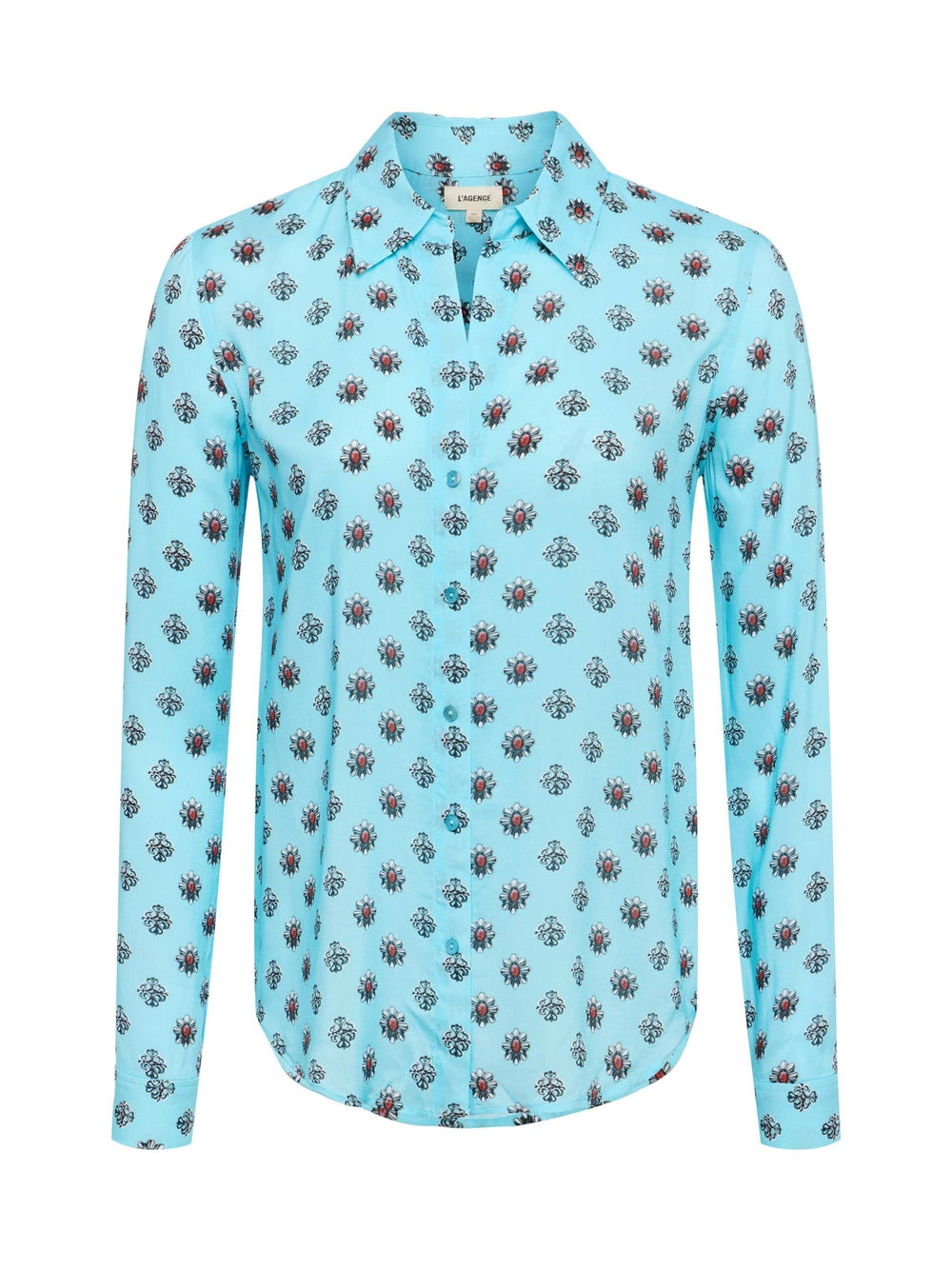 Holly Blouse in Light Turquoise/Coral Stone Foula