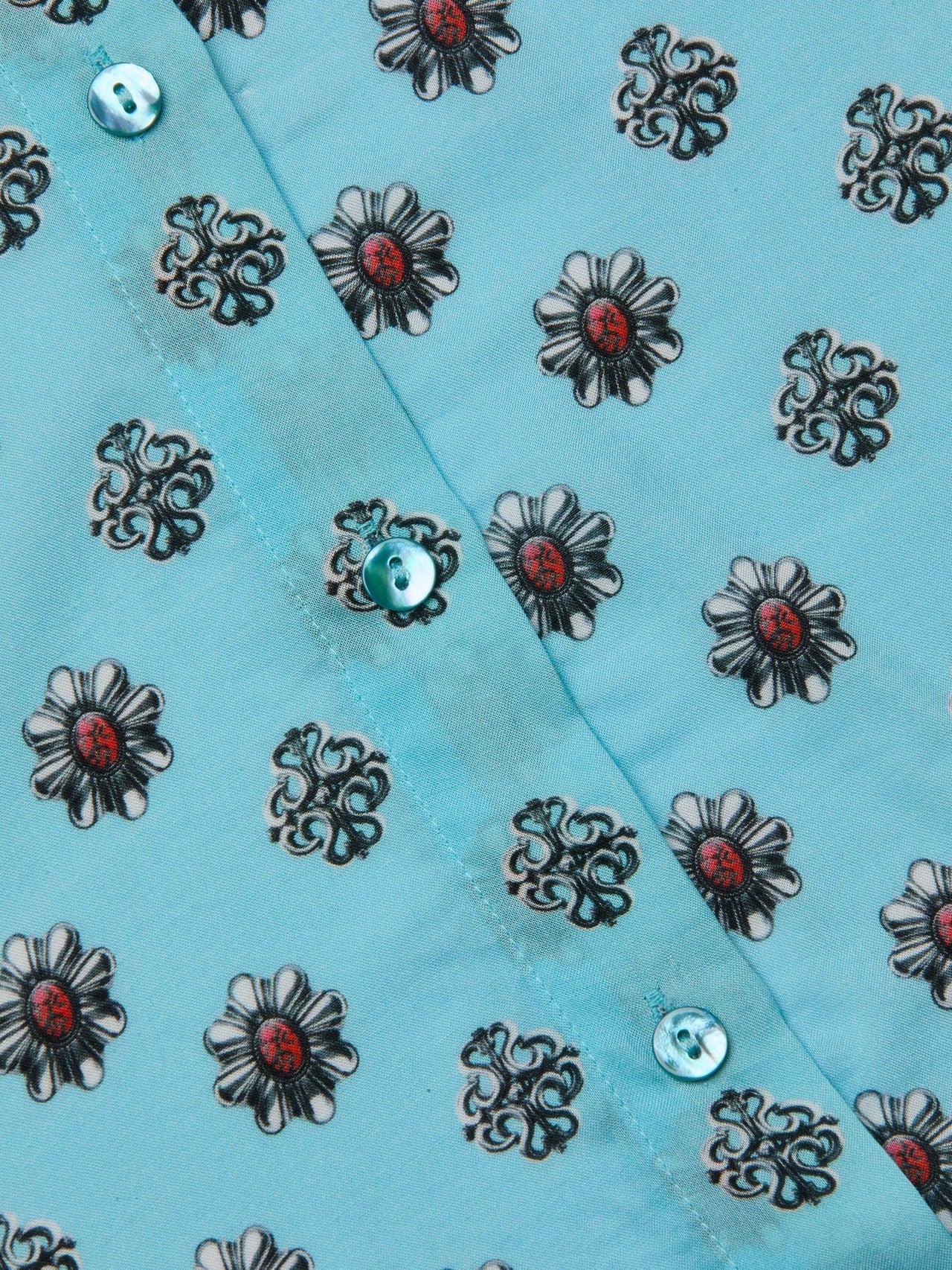 Holly Blouse in Light Turquoise/Coral Stone Foula