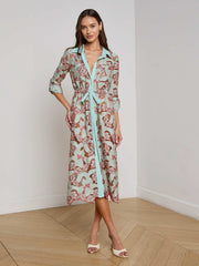 Emilio Lace Shirt Dress in Multi Colored Eyelet