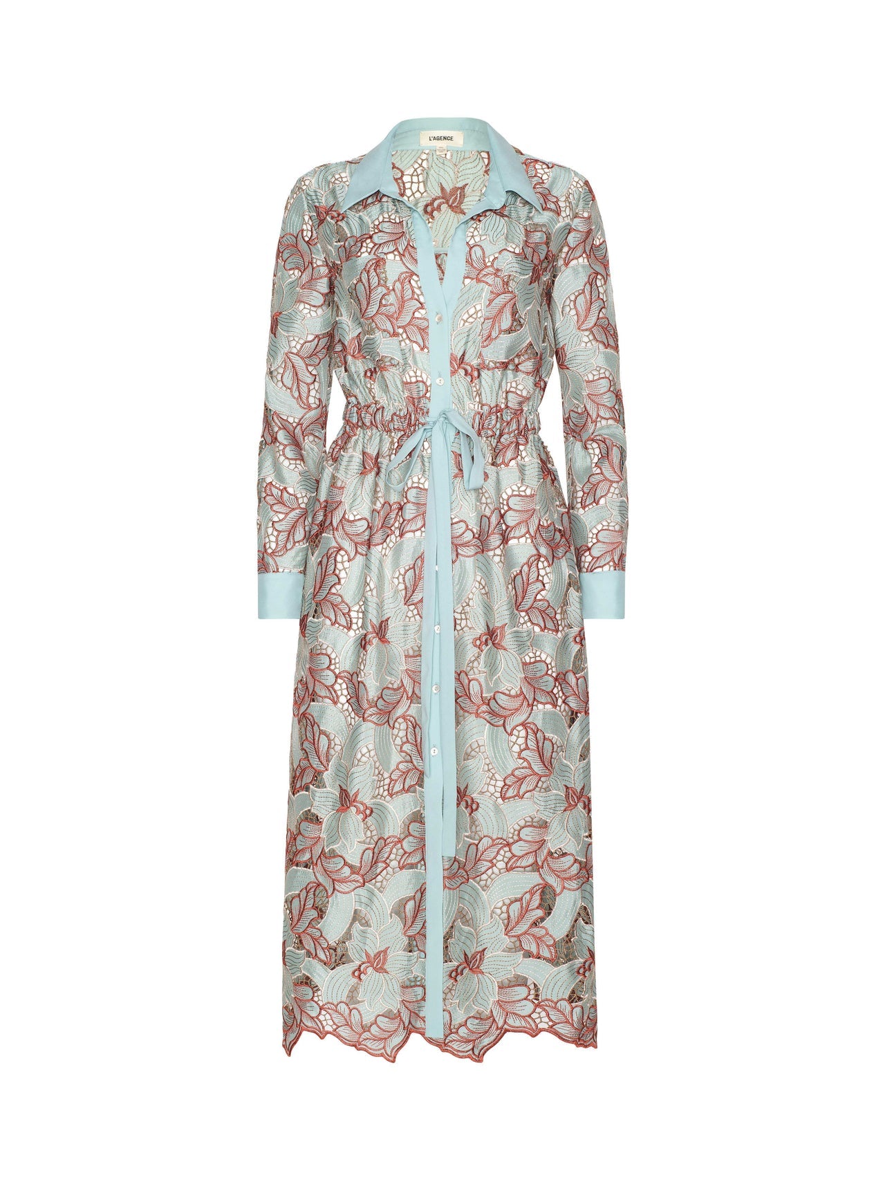 Emilio Lace Shirt Dress in Multi Colored Eyelet