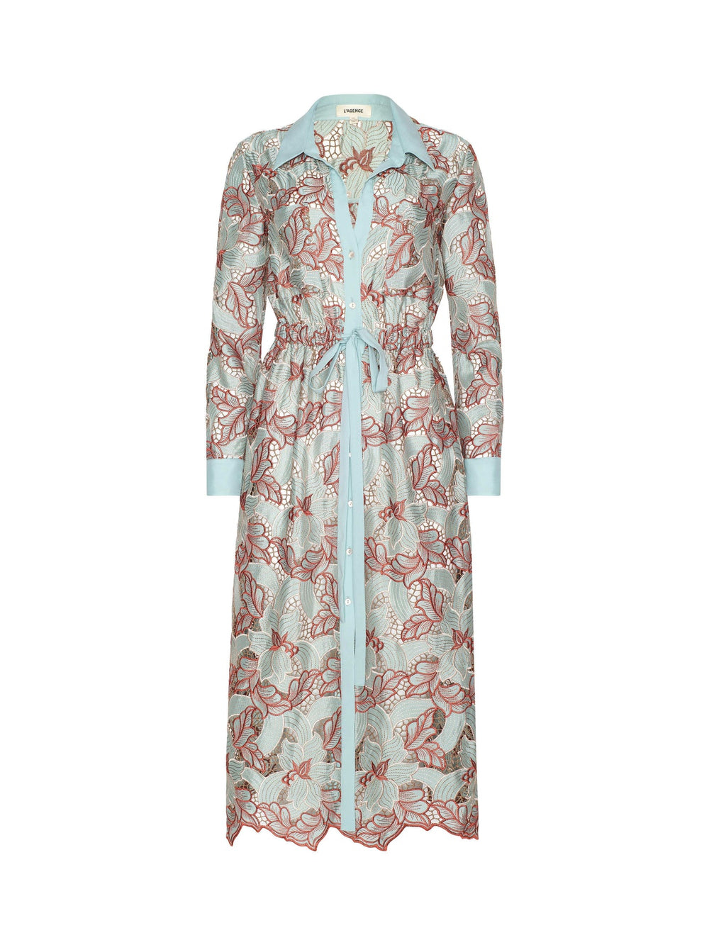 Emilio Lace Shirt Dress in Multi Colored Eyelet