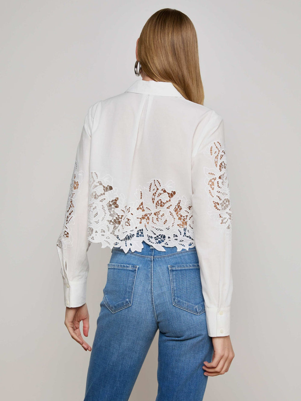 Seychelle Cropped Eyelet Blouse in White