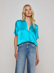 Ellah Silk Blouse in Bright Aqua