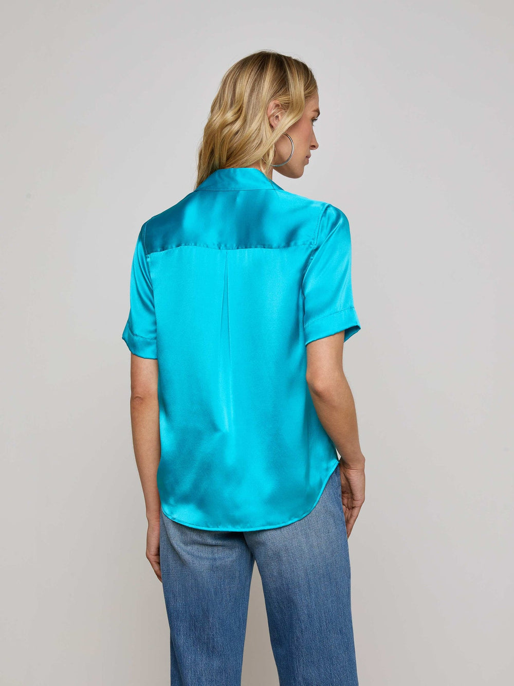 Ellah Silk Blouse in Bright Aqua