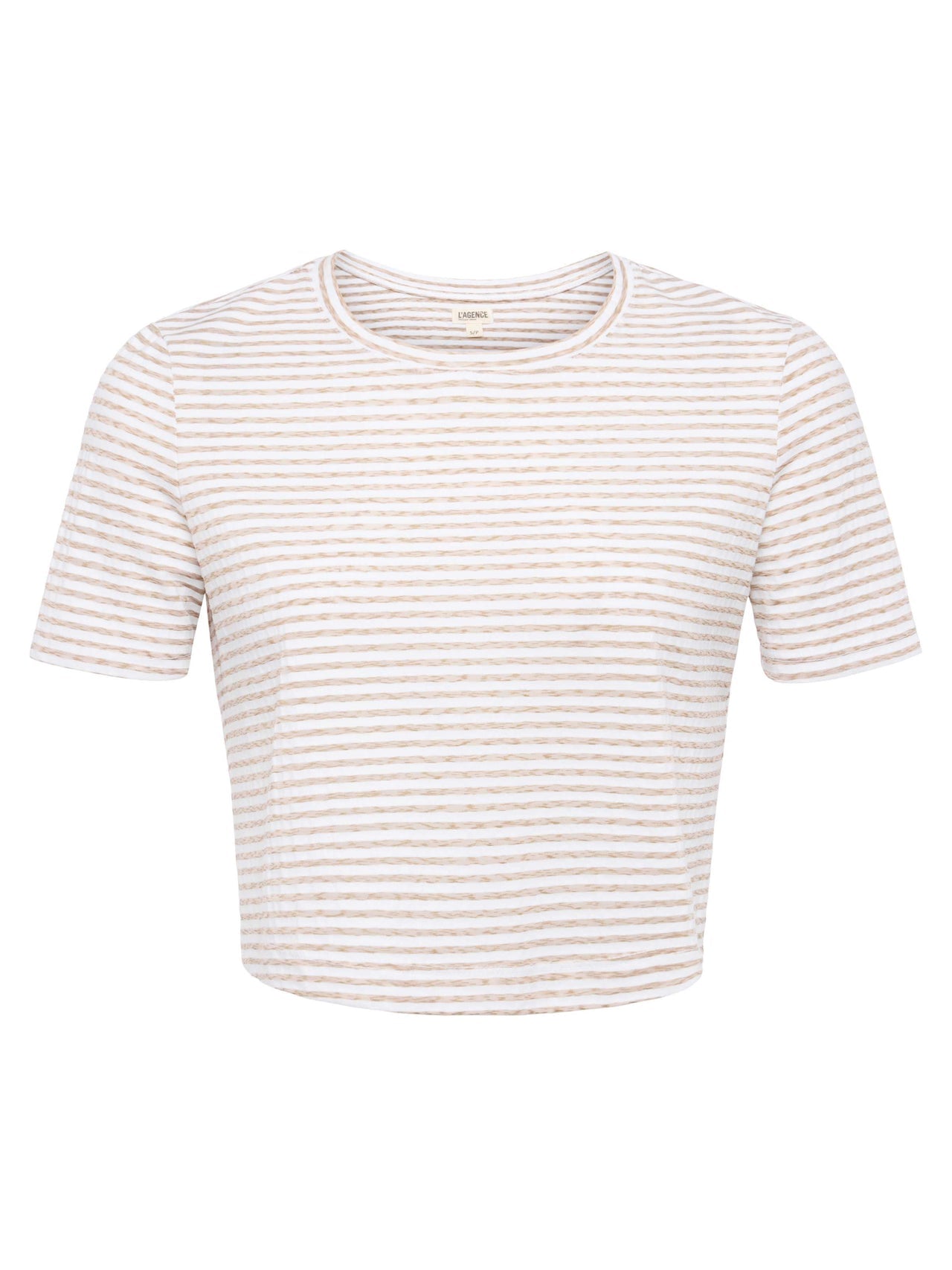 Donna Cropped Tee in White/Rye Stripe