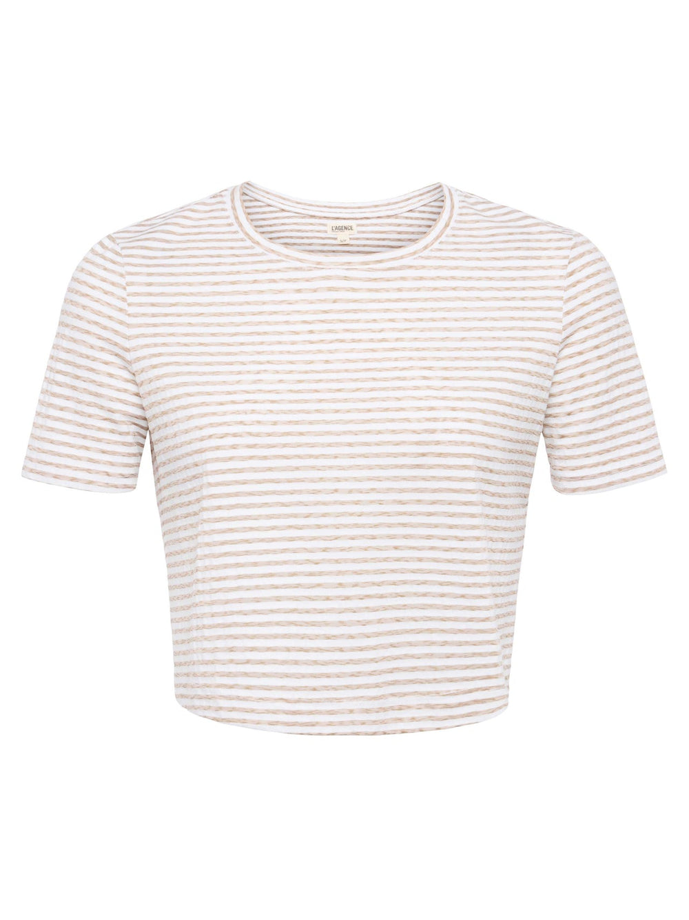Donna Cropped Tee in White/Rye Stripe
