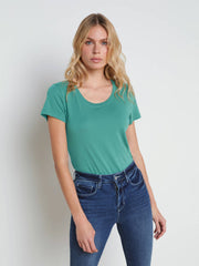 Cory Cotton Scoopneck Tee in Lagoon