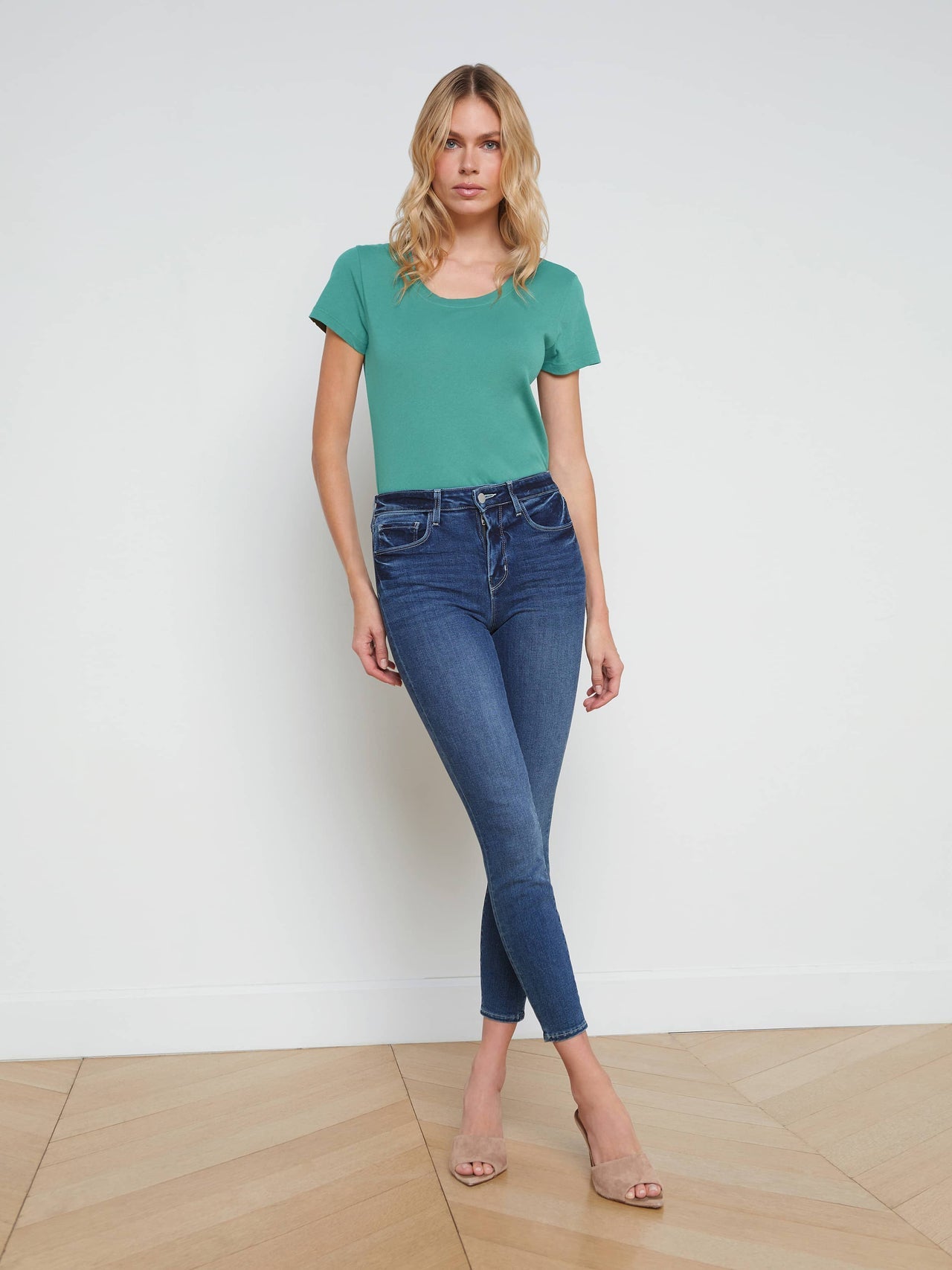 Cory Cotton Scoopneck Tee in Lagoon