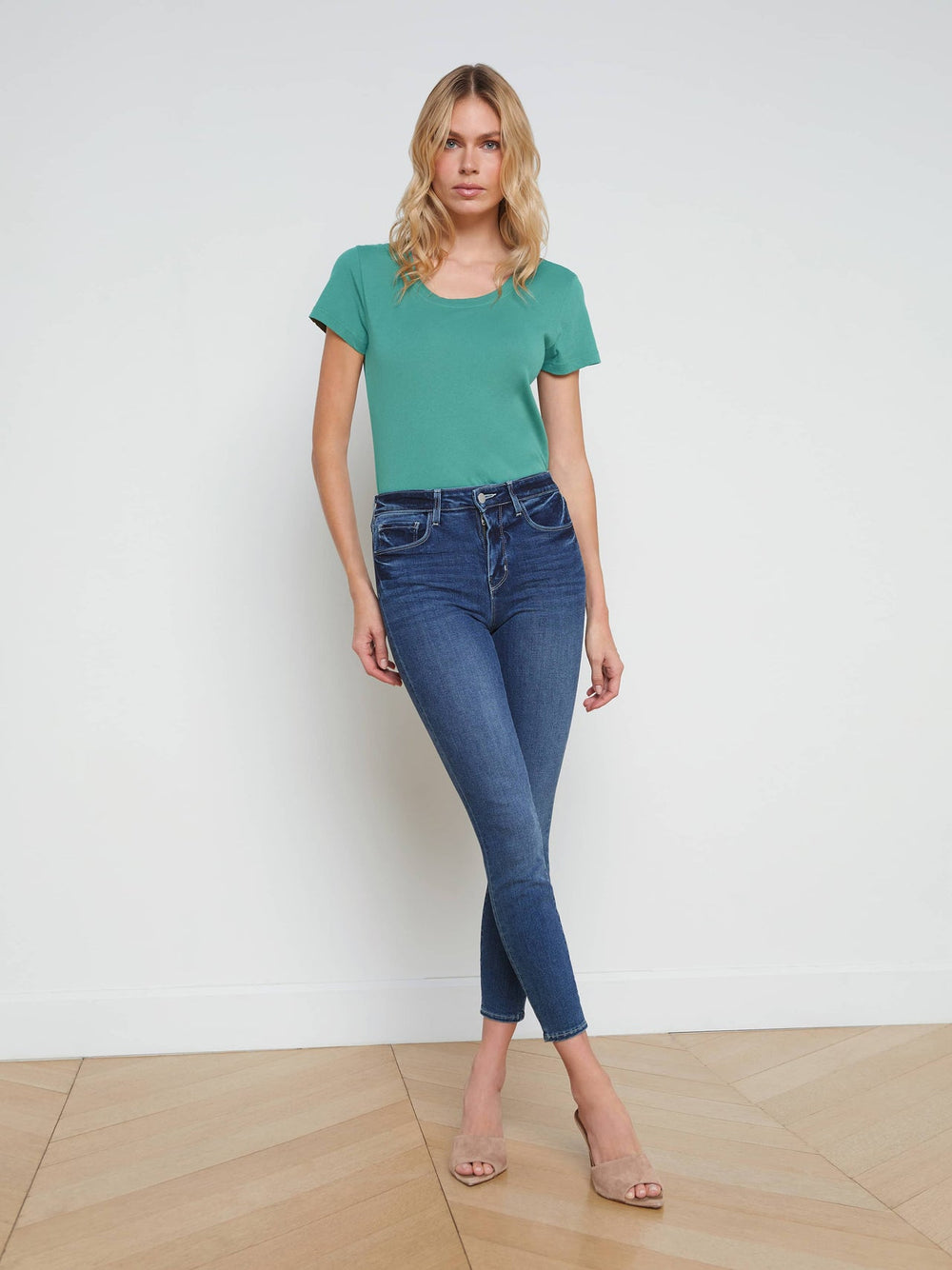 Cory Cotton Scoopneck Tee in Lagoon