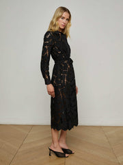 Emilio Lace Shirt Dress in Black