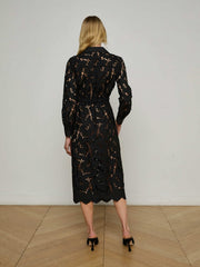 Emilio Lace Shirt Dress in Black