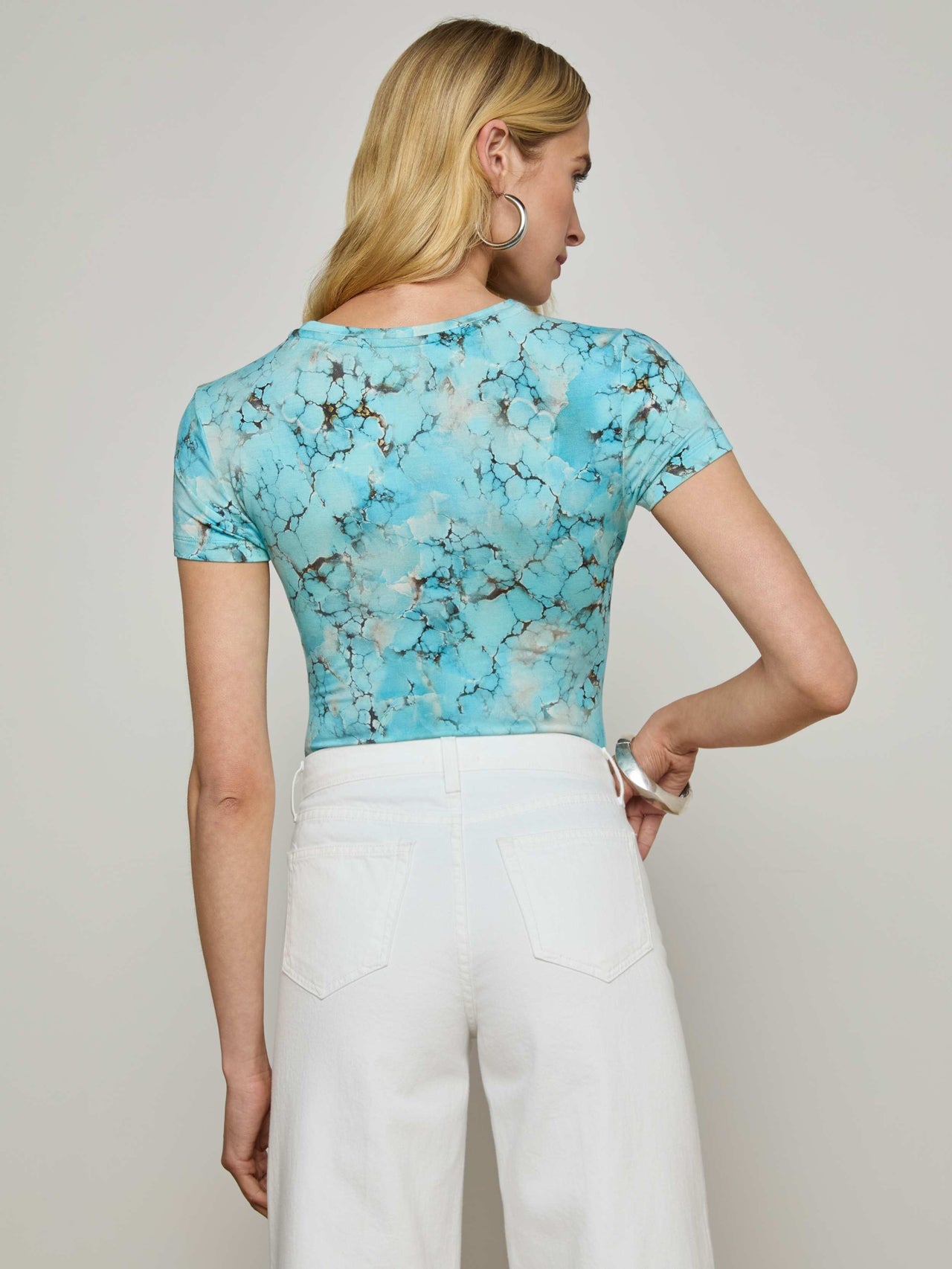 Ressi Fitted Tee in Multi Turquoise Stone