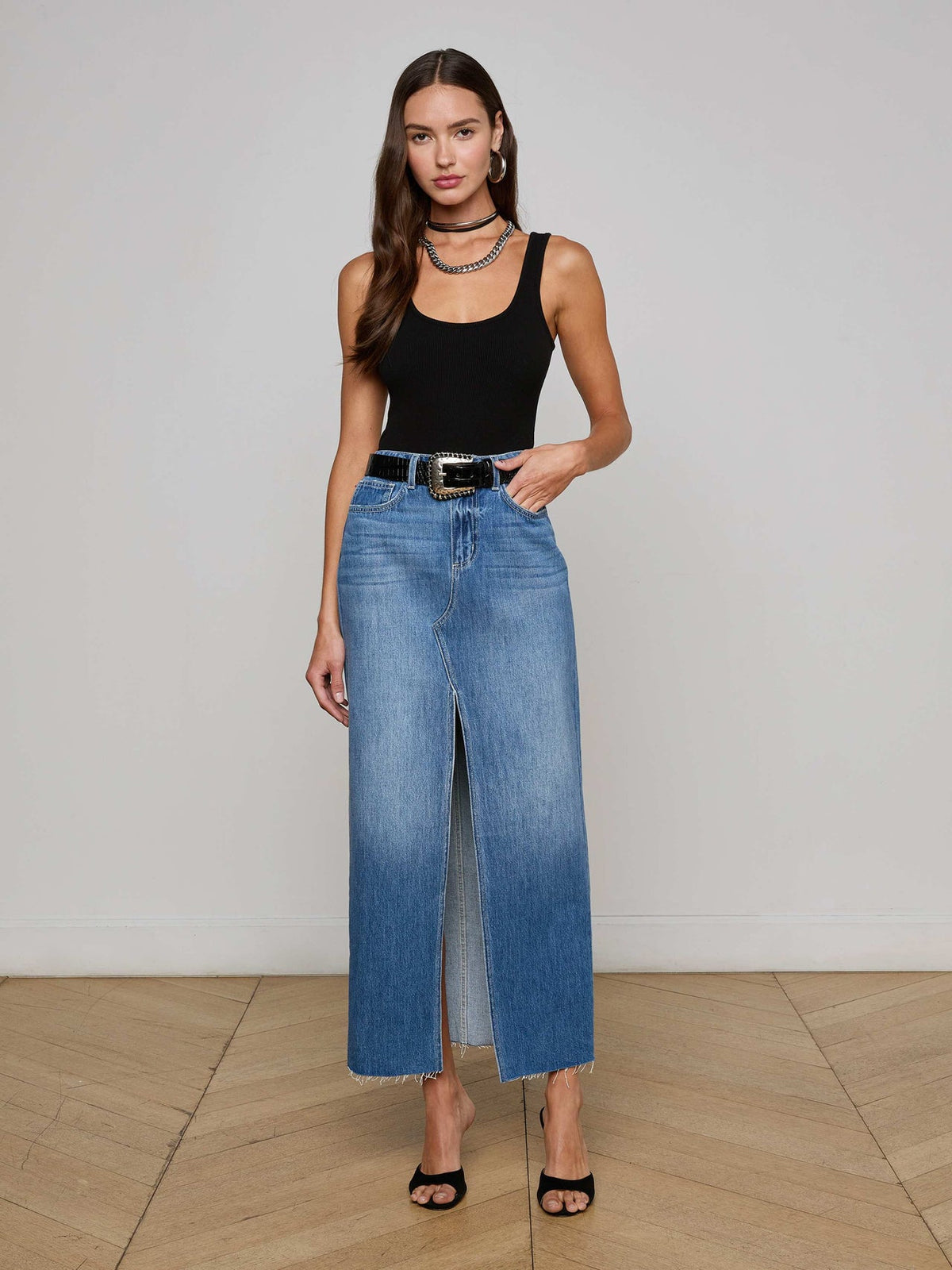 Rysa Jean Maxi Skirt in Woodrow