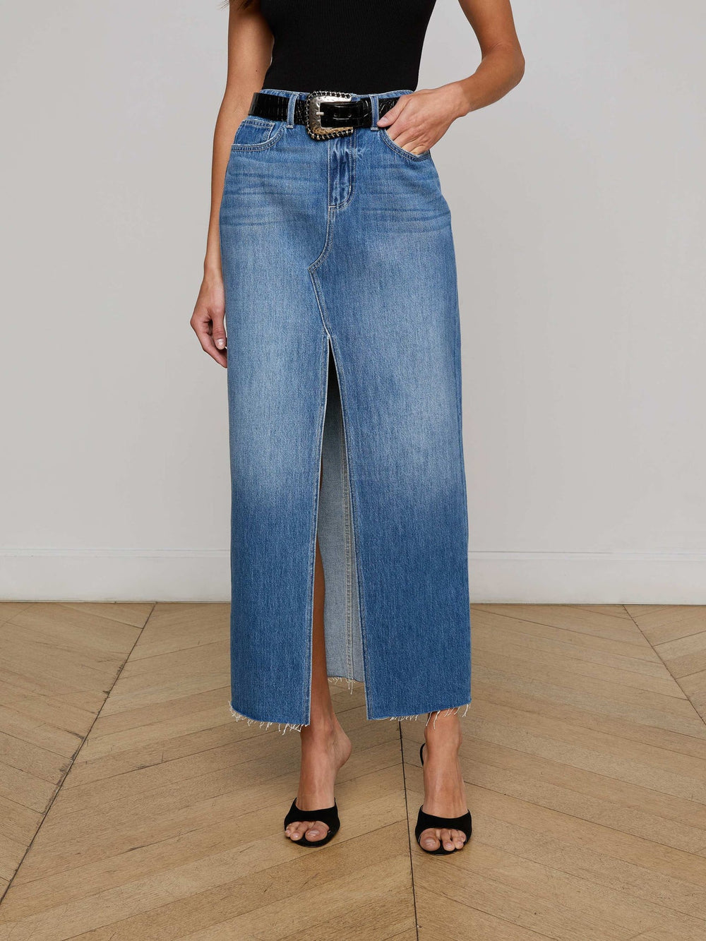 Rysa Jean Maxi Skirt in Woodrow