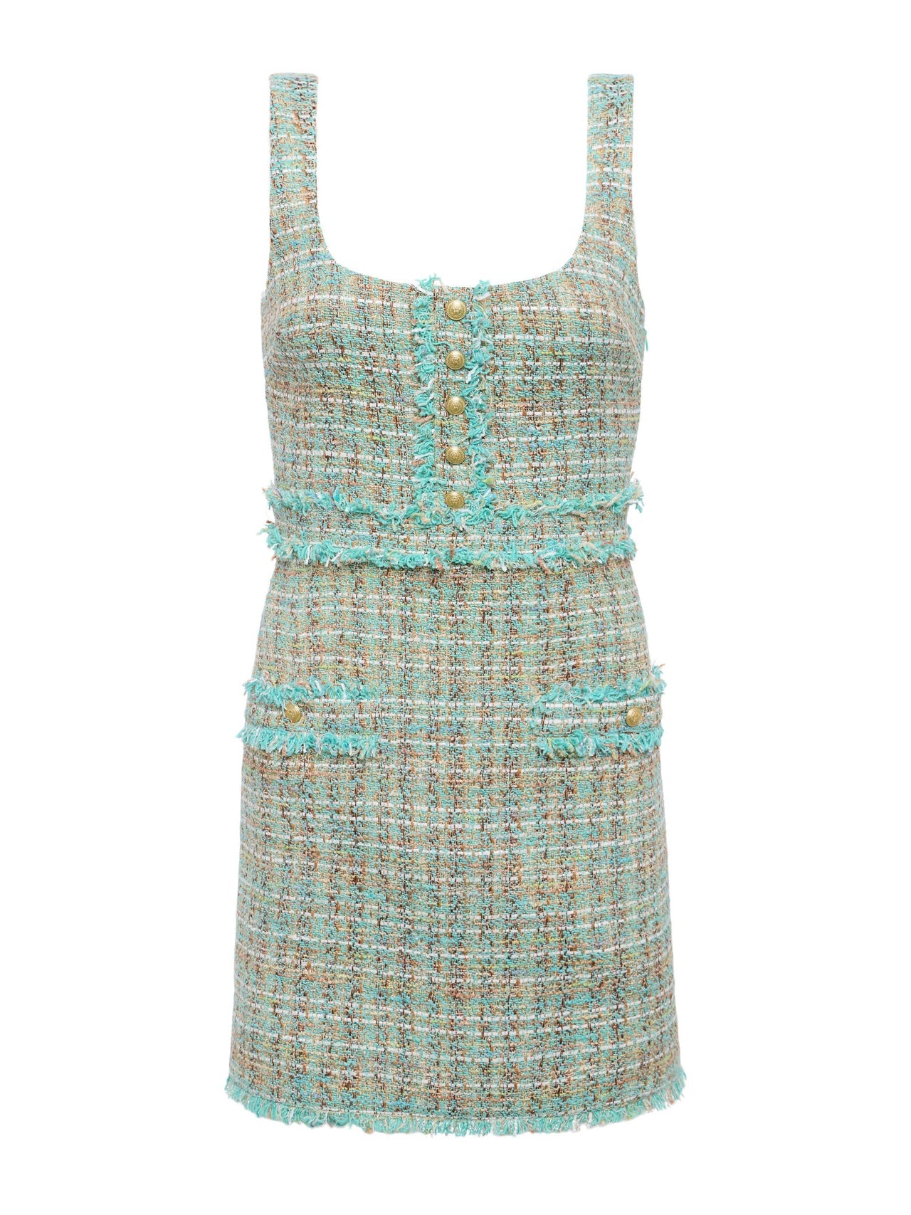 Valli Tweed Mini Dress in Lagoon/Light Brown Tweed