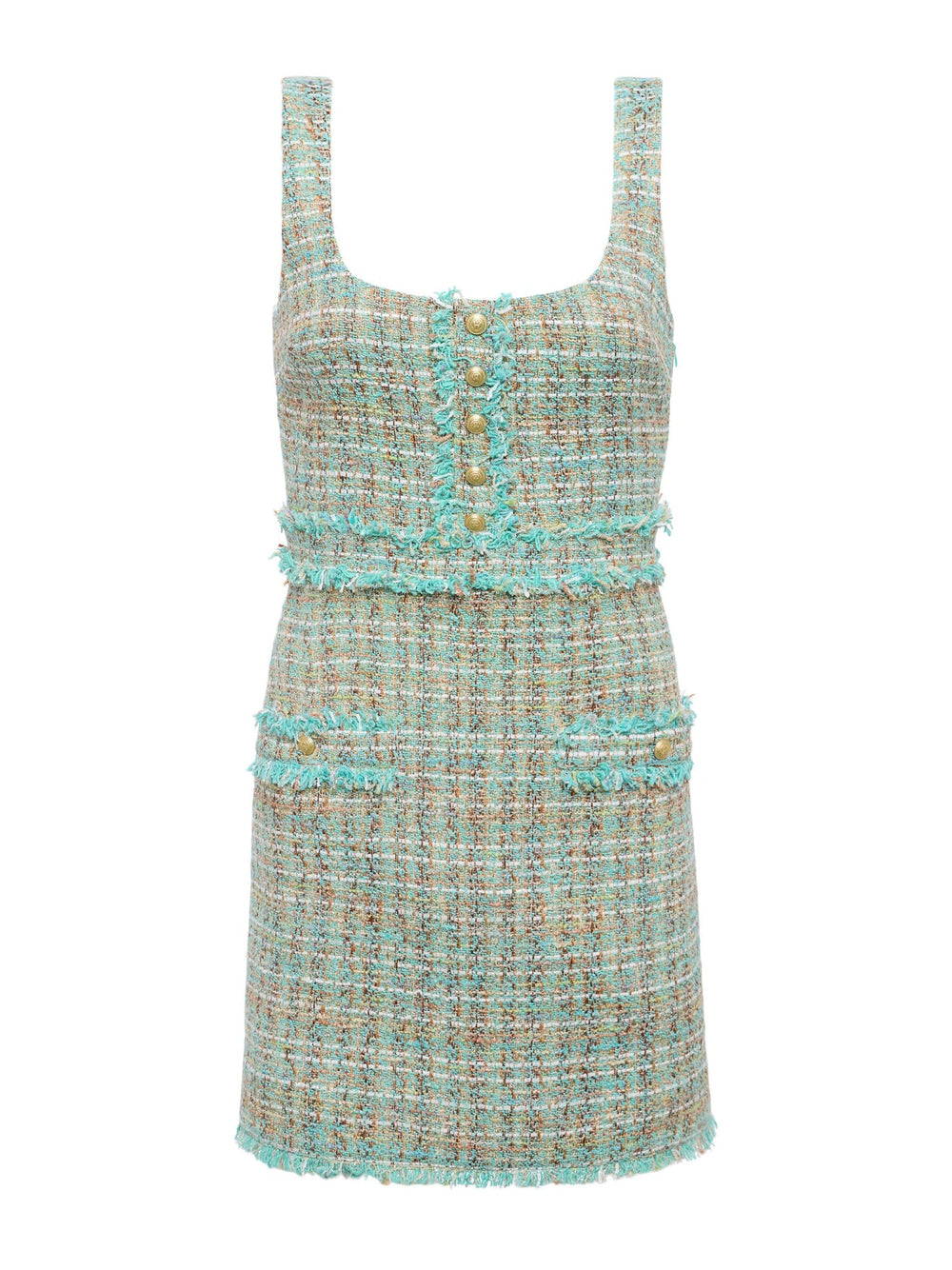 Valli Tweed Mini Dress in Lagoon/Light Brown Tweed