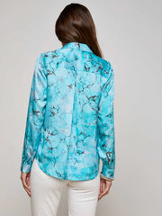 Tyler Silk Blouse in Multi Turquoise Stone