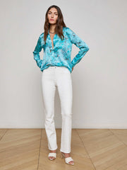 Tyler Silk Blouse in Multi Turquoise Stone