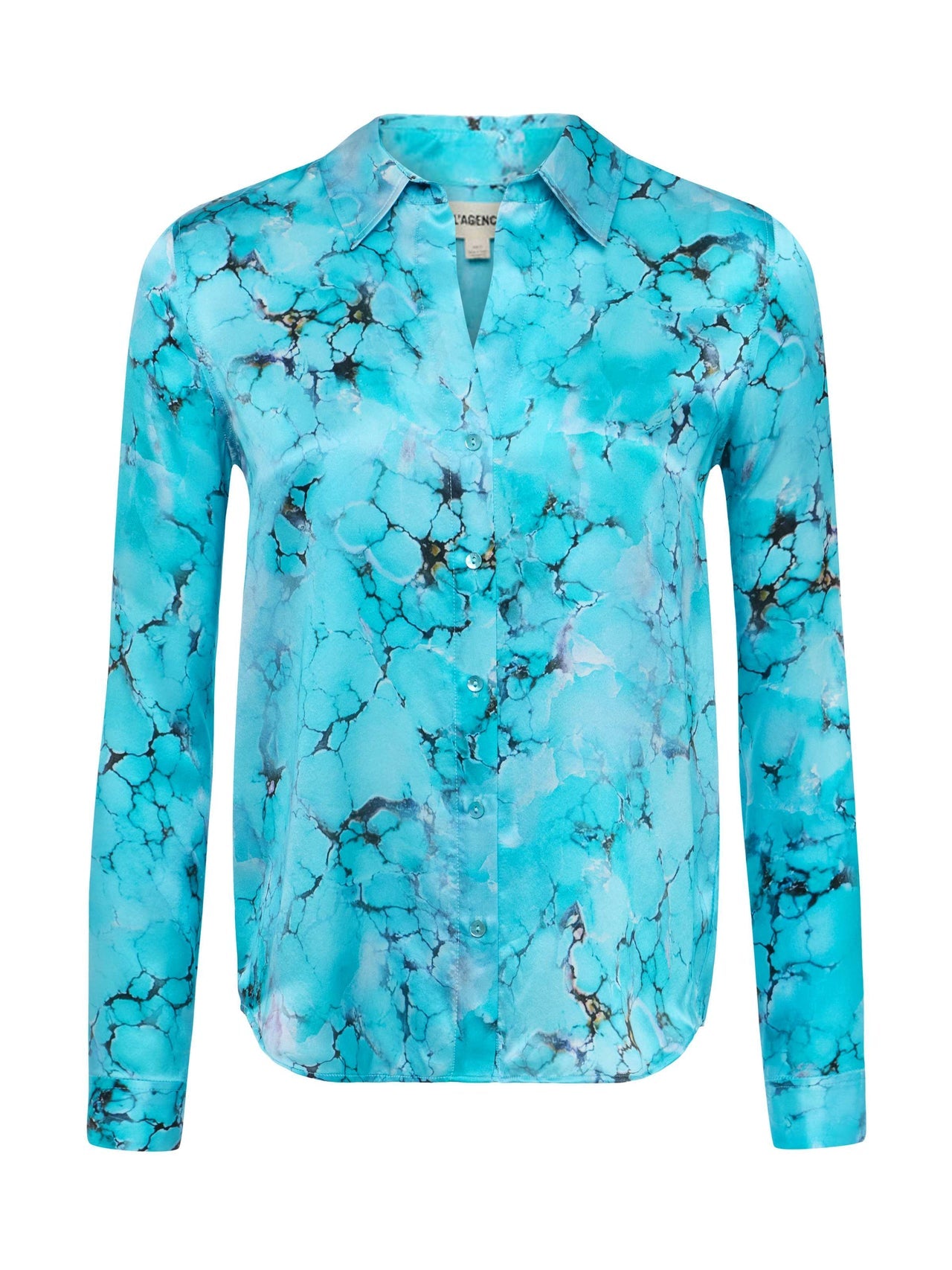 Tyler Silk Blouse in Multi Turquoise Stone