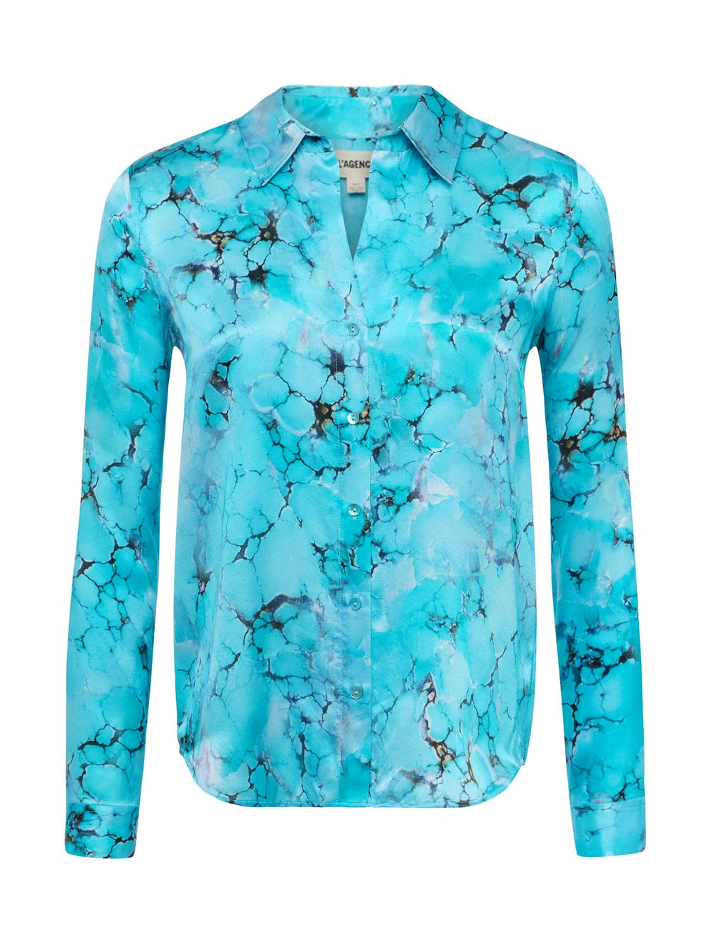 Tyler Silk Blouse in Multi Turquoise Stone