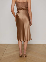 Perin Silk Midi Skirt in Dark Cappuccino