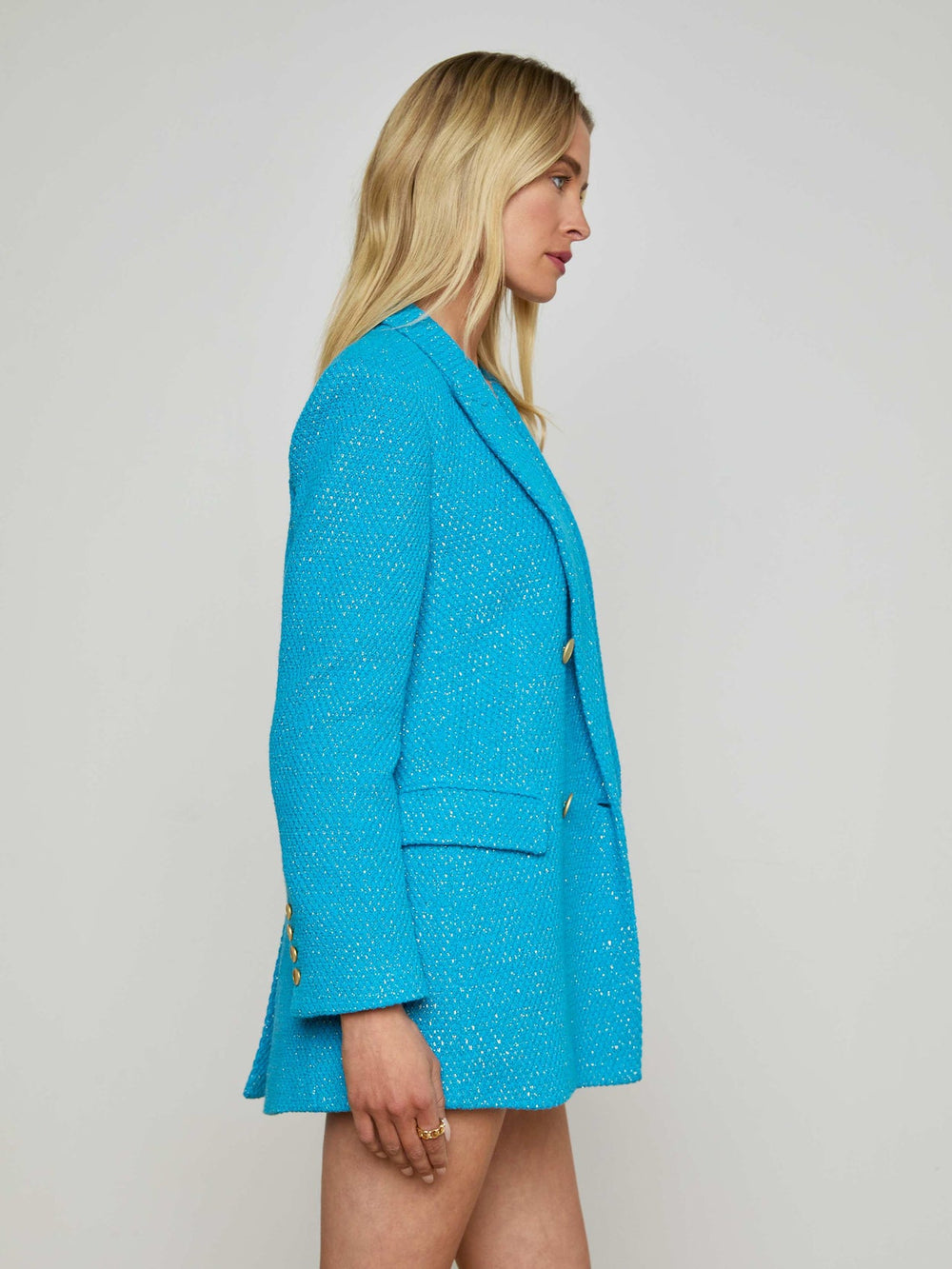 Riva Knit Blazer in Blue Teal