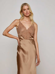Priya Silk Lace Camisole in Dark Cappuccino