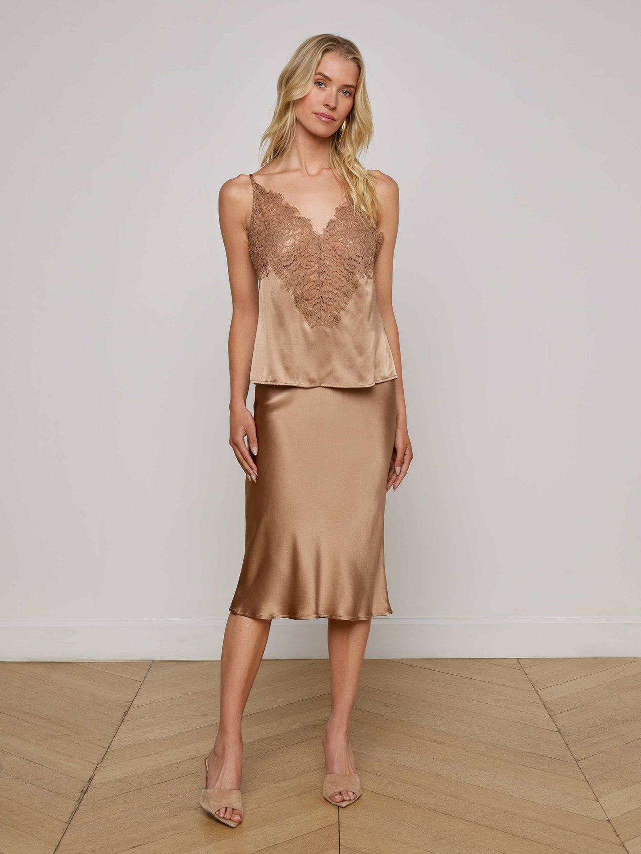Priya Silk Lace Camisole in Dark Cappuccino