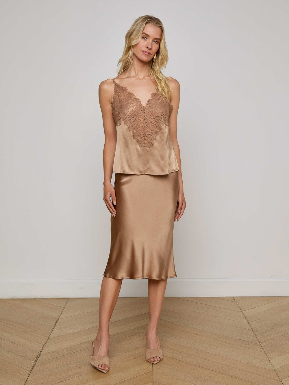 Priya Silk Lace Camisole in Dark Cappuccino