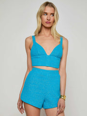 Castalia Knit Bra Top in Blue Teal