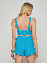 Castalia Knit Bra Top in Blue Teal