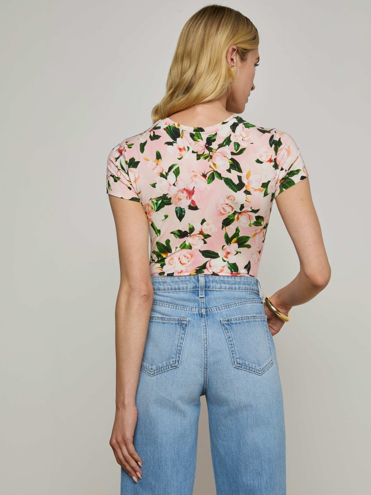Ressi Fitted Tee in Pink Multi Magnolia Floral