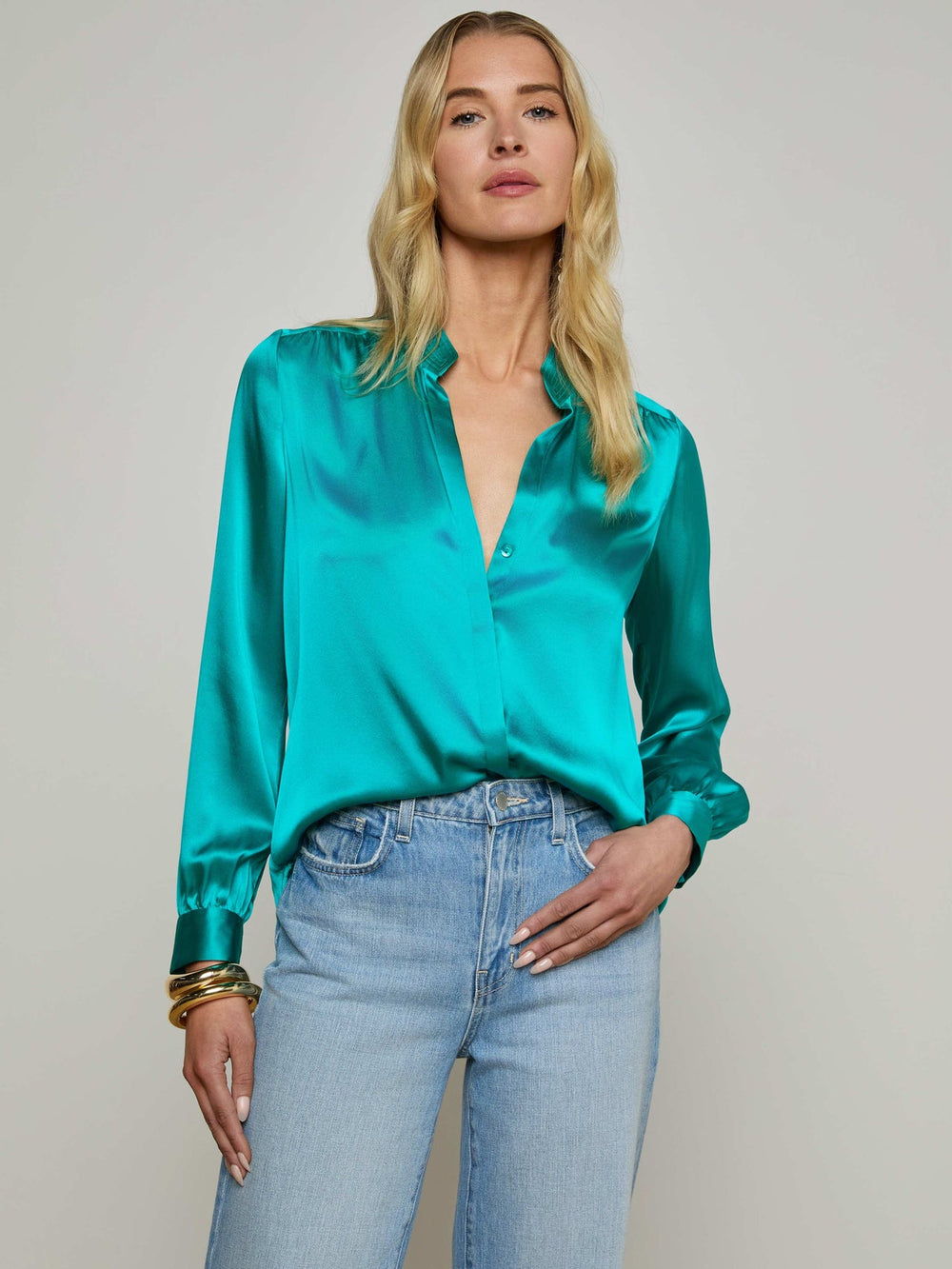Bianca Blouse in Tropical Teal