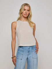Mikaela Cotton Tank in White/Rye Stripe
