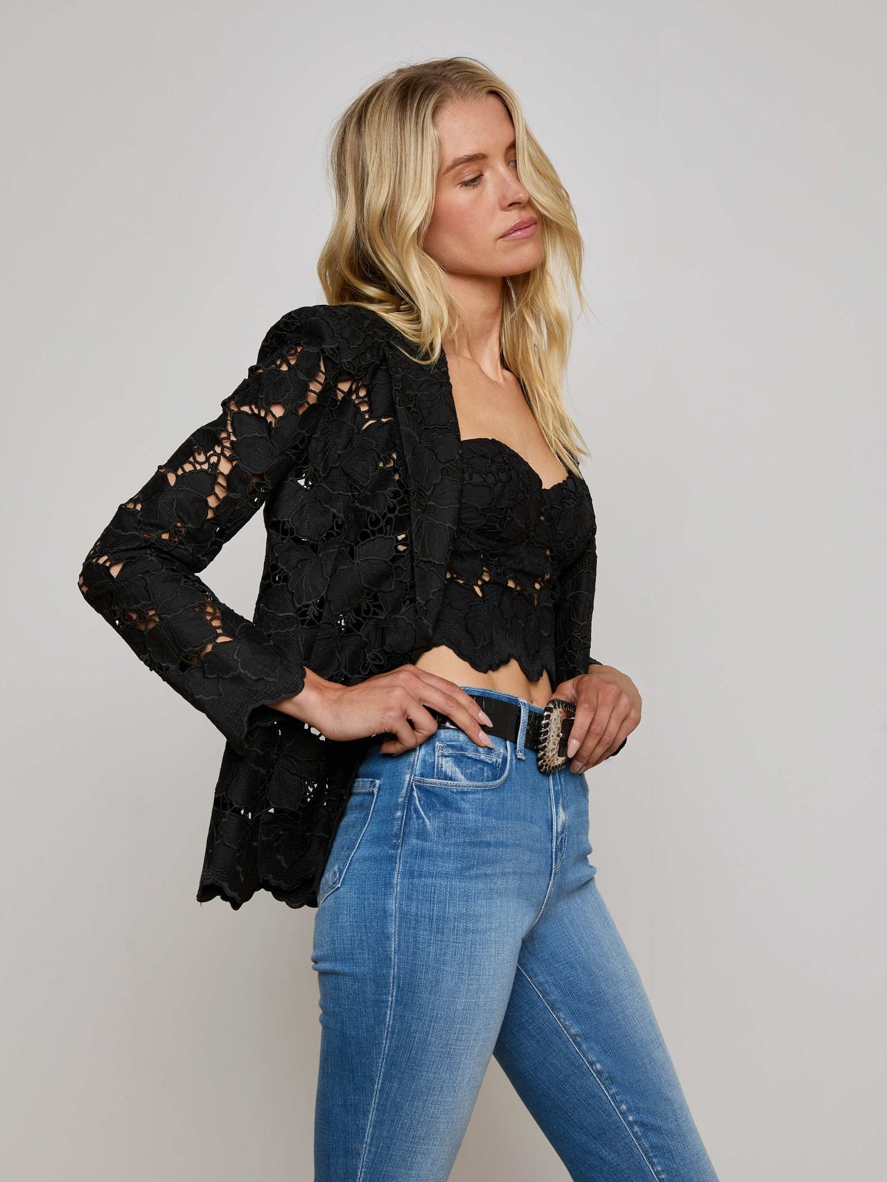 Clementine Lace Blazer in Black