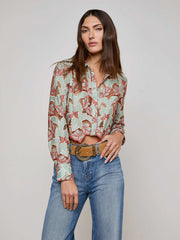 Akemi Cropped Lace Top in Multi Colored Eyelet