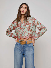 Akemi Cropped Lace Top in Multi Colored Eyelet