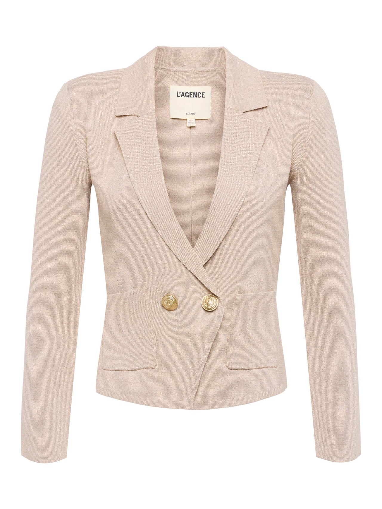 Sofia Knit Blazer in Pale Khaki/Gold