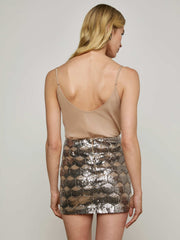 Leroy Sequin Mini Skirt in Silver/Clear Sequins