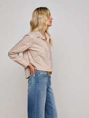 Cosette Shirt in Cappuccino/Ivory Uneven Stripe