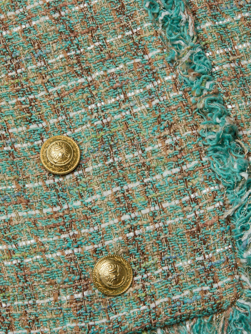 Clydie Cropped Tweed Jacket in Lagoon/Light Brown Tweed