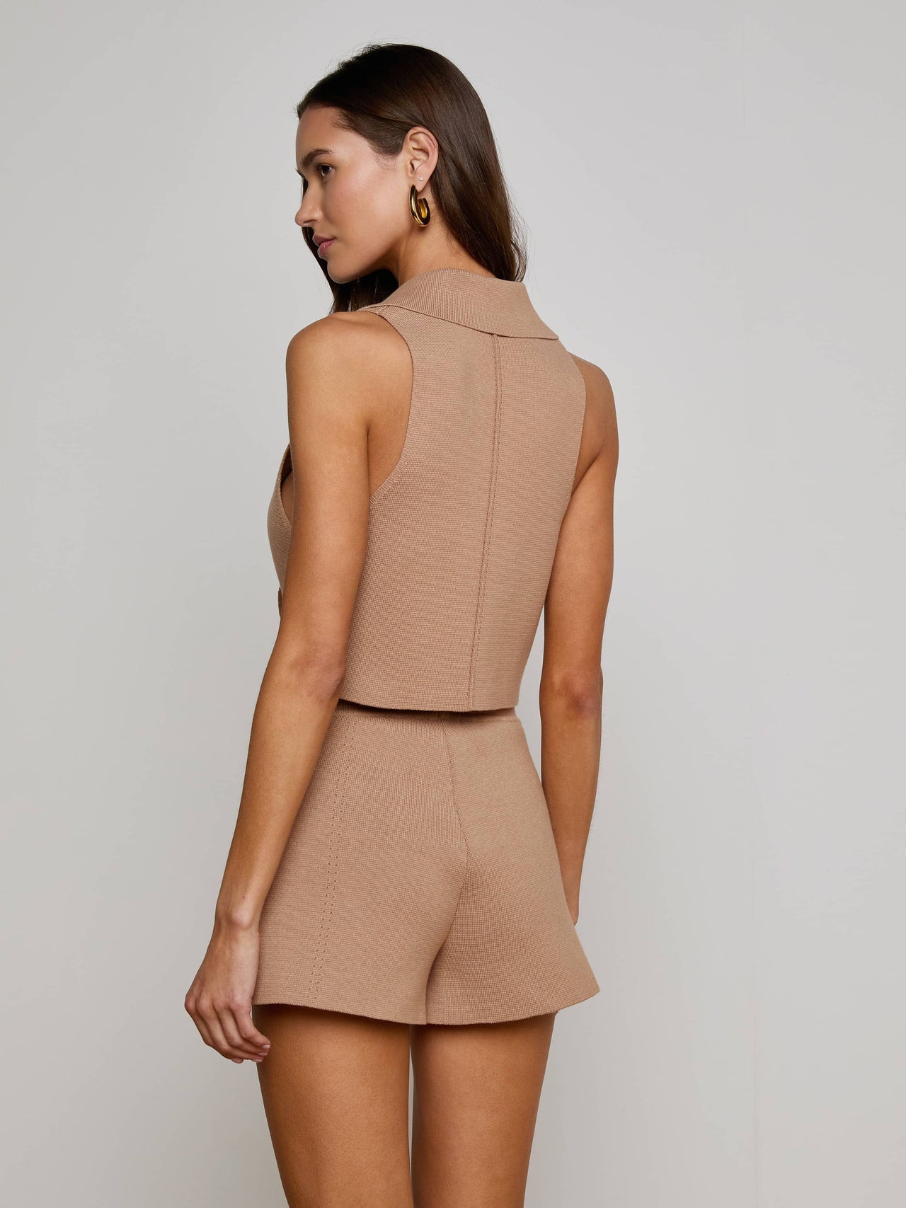 Zadie Knit Vest in Dark Cappuccino/Gold