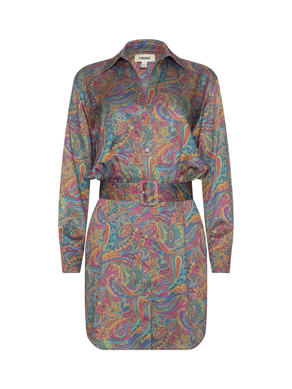Demie Satin Shirt Dress in Multi Santa Fe Paisley